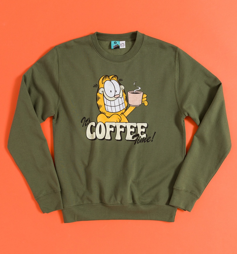 Garfield Coffee Time Green Sweater